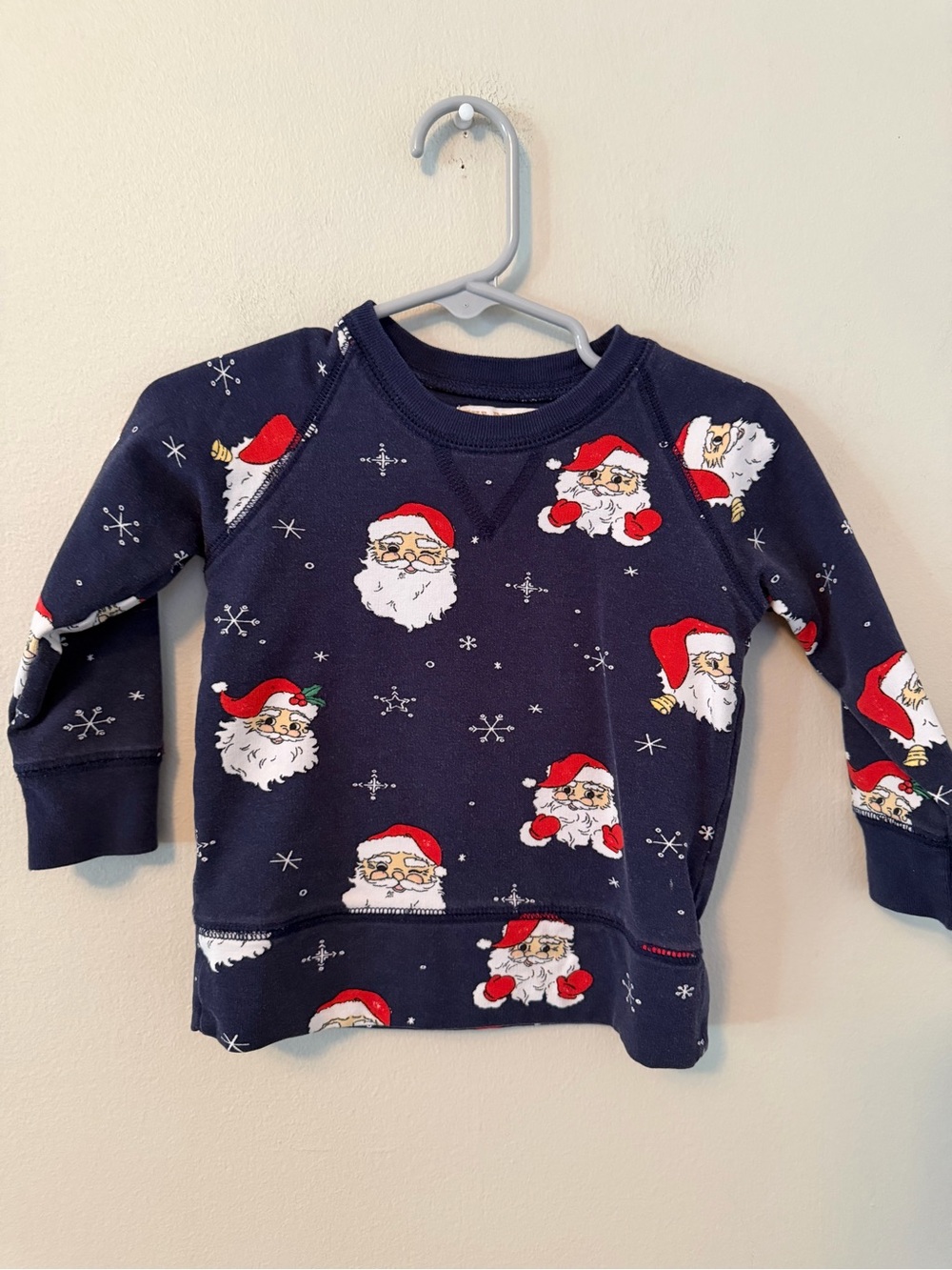 The Beaufort Bonnet Company Navy Santa Print Holiday Crewneck